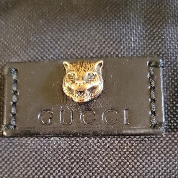 Gucci Black Techno Cat Head Duffel Bag with Red and Green Stripes - Picture 2 of 16